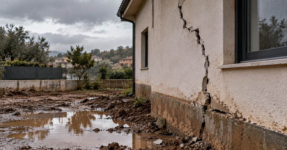 Daños estructurales por saturación del terreno tras lluvias intensas